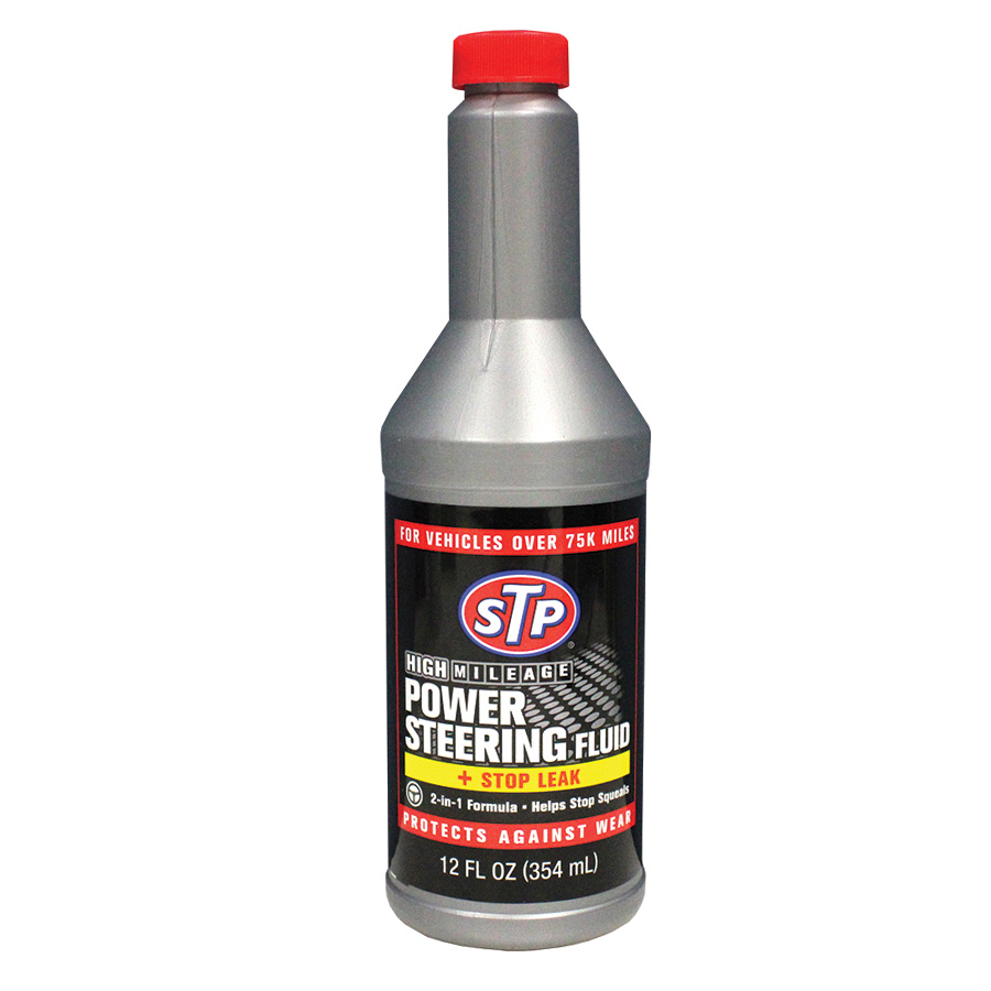STP ADDITIVES 12 OZ HIGH MILEAGE POWER STEERING FLUID + STOP LEAK