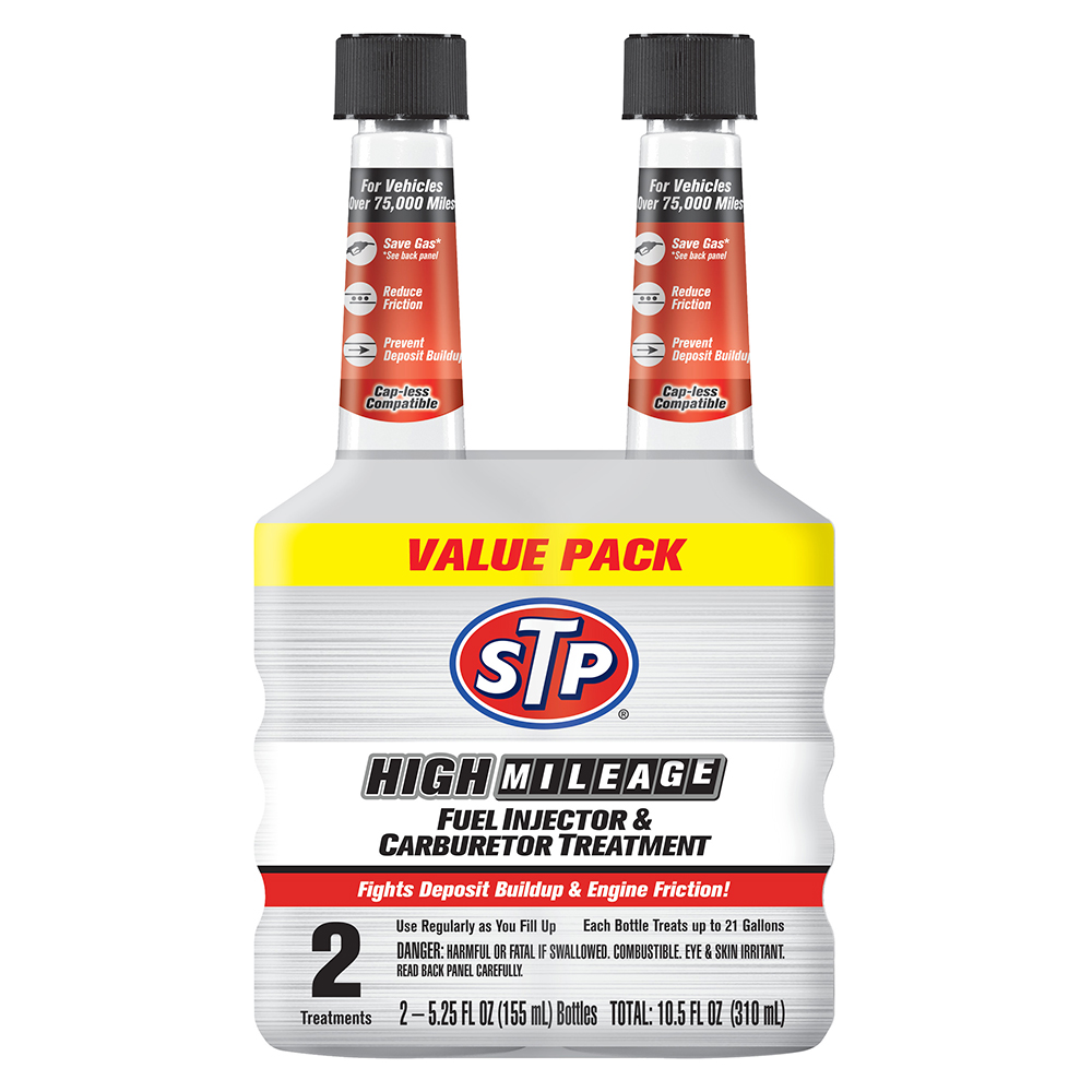STP ADDITIVES 5.25 OZ 2PK HIGH MILEAGE FUEL INJECTOR & CARBURETOR TREATMENT