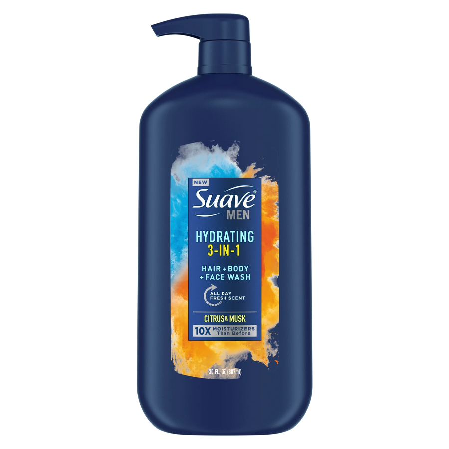 SUAVE MEN 3 IN 1 30 OZ HAIR BODY AND FACE WITH PUMP