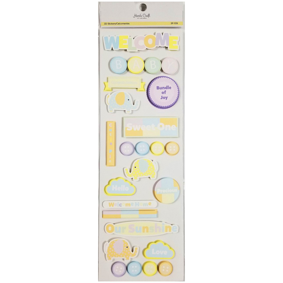 BABY SHOWER STICKERS 1 CT 3 D ASST COLORS