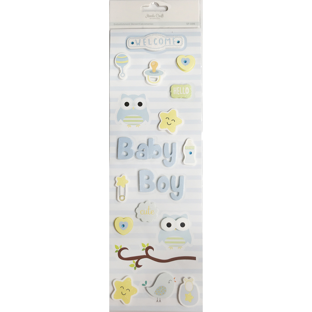 BABY SHOWER STICKERS 1 CT 3 D BLUE