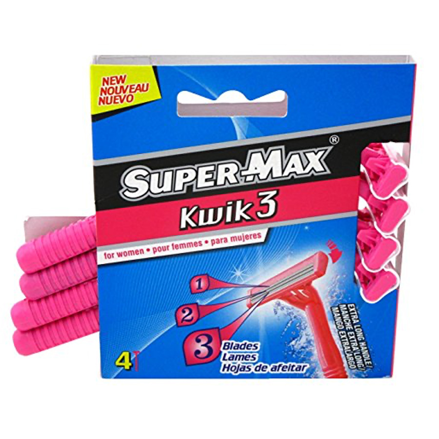 SUPER MAX DISPOSABLE RAZORS 4 CT KWIK 3 FOR WOMEN