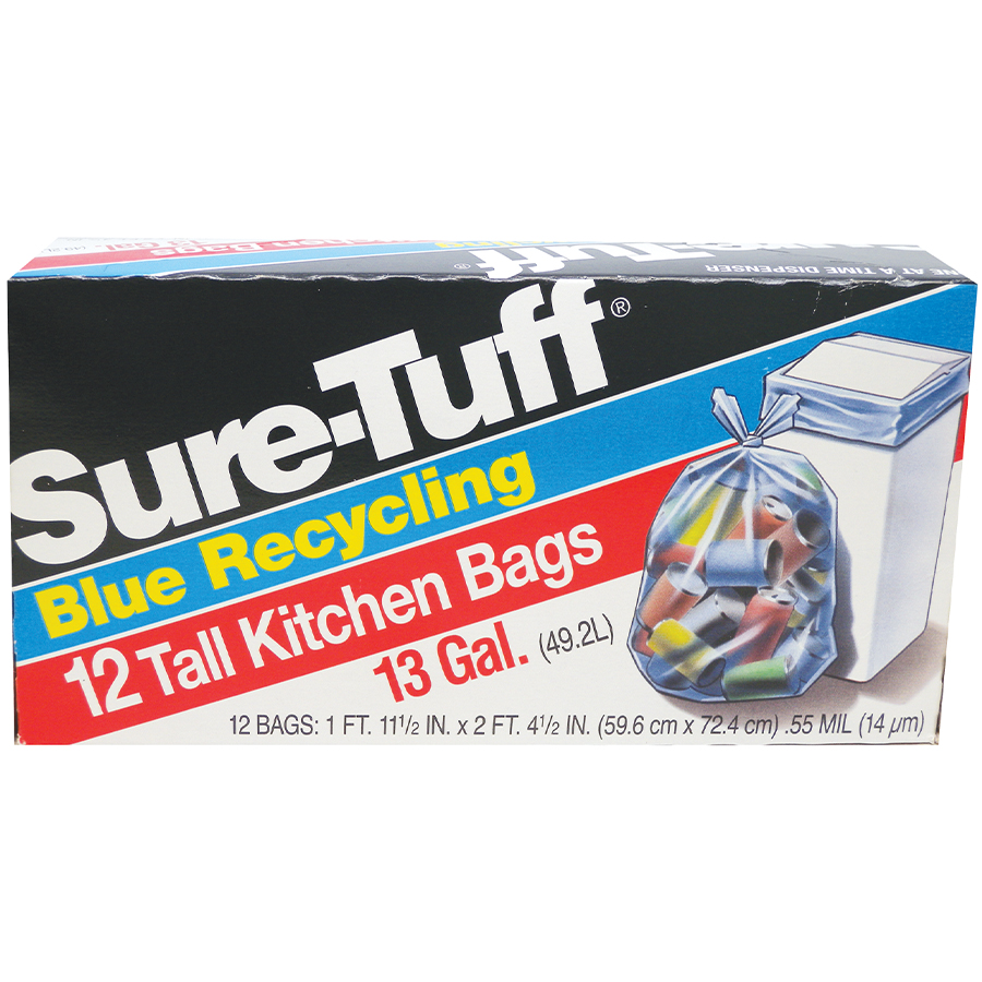 SURE TUFF TALL KITCHEN BAG 30 GL 12 CT BLUE RECYCLING (SRT24FK12)