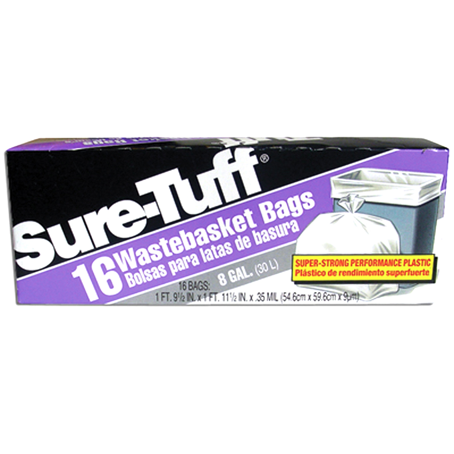 SURE TUFF TRASH BAG 8 GL 16CT (STF24W16)