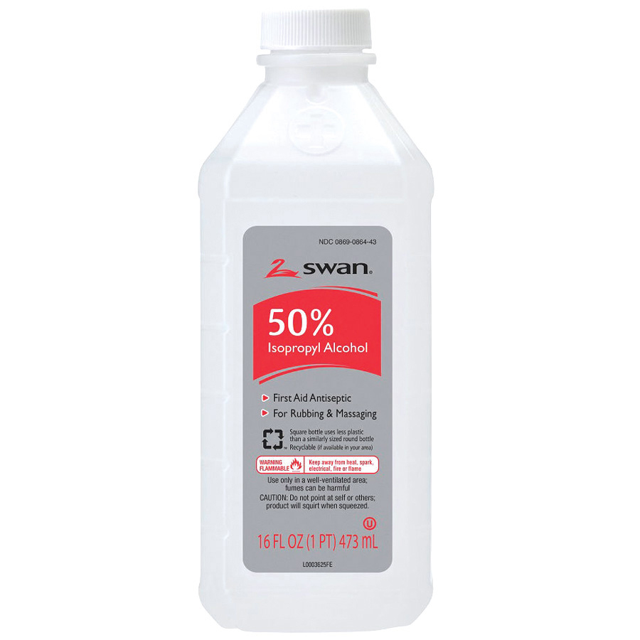 SWAN RUBBING ALCOHOL 16 OZ 50% WHITE