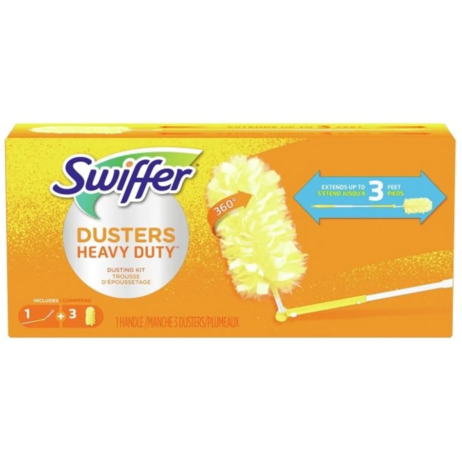 SWIFFER DUSTER KIT 3 FT HEAVY DUTY WITH EXTENDABLE HANDLE AND 3 CT REFILLS